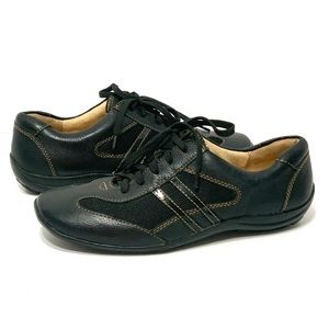 Naturalizer Faina Black Leather Mesh Shiny Lace Up Sneakers Size 7.5